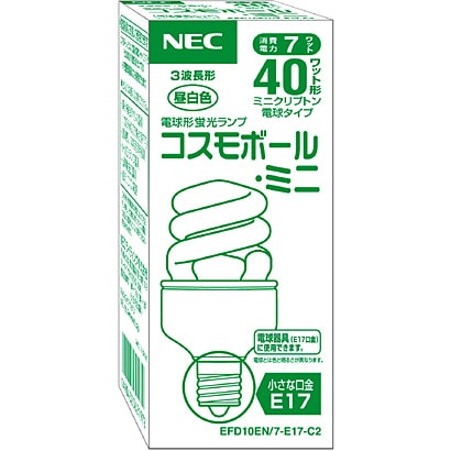電球形蛍光灯 コスモボール・ミニ E17口金 3波長形昼白色 D10形（7W） EFD10EN/7-E17-C2
