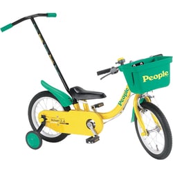 幼児用自転車(14型・押手棒付) レモンライム いきなり自転車・かじとり式