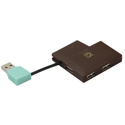 USB2.0ハブ バスパワー4ポート スクウェアタイプ カカオブラウン HBHM402BR