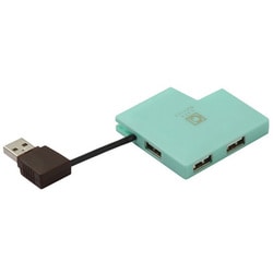 USB2.0ハブバスパワー4ポート スクウェアタイプ ミントグリーン HBHM402GN