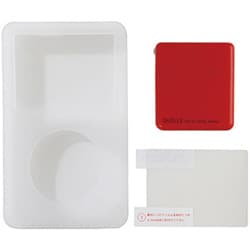 iPod classic 120GB/80GB用 ジャケット+アダプタ+液晶保護フィルム 3点セット レッド UAMASF02RD