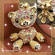 キラキラクマストラップ ゴールディーク