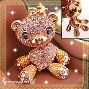キラキラクマストラップ オレンジクマ