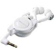ケーブル巻取り式カナル型ステレオイヤホン 0.9m ホワイト MM-HP113W
