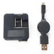 USB延長ケーブルリールタイプ+AC充電器 ブラック [DSi用]
