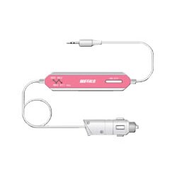ミニプラグ接続FMトランスミッター スイッチ式 ケーブルタイプ ピンク BSFM11PK