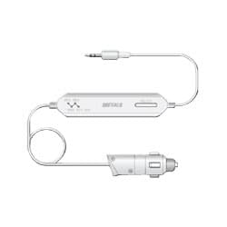 ミニプラグ接続FMトランスミッター スイッチ式 ケーブルタイプ ホワイト BSFM11WH