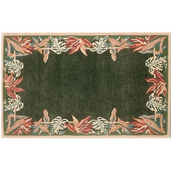 バードオブパラダイス/グリーン：78×120cm 段通タイプ ROS1