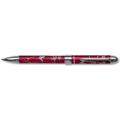 優美蒔絵 複合筆記具 蝶 2色（黒・赤）油性ボールペン 0.7mm＋シャープペンシル 0.5mm レッド 16-0333-230