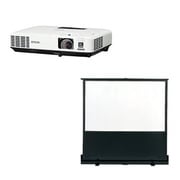 モバイルユース データプロジェクター WXGA対応 短焦点 3000lm 16:10/80型 携帯型ロールスクリーンセット EB-1730W24
