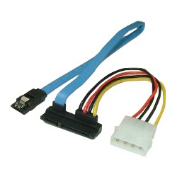 SATA II・電源変換セット上L型コネクタケーブル データケーブル30cmタイプ PSPW30TL
