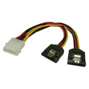 電源分岐ケーブル 大4ピン(オス)-SATA15ピン(メス)×2 15cm PPCD05S