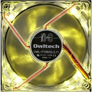ケースファン 1500RPM 92mm角 25mm厚 リブ無し レモンイエローLED OWL-FY0925L(LY)