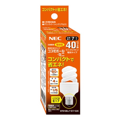 電球形蛍光灯 コスモボール・ミニ E17口金 3波長形電球色 D10形（7W） EFD10EL/7-E17-C2C
