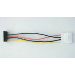 SATA用電源変換ケーブル 4ピン電源オス - SATA用15ピン電源コネクタ（上L型）メス 12cm OWL-CBPU007