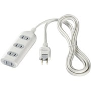 OAタップ 2ピン4個口 シャッター付 スイングプラグタイプ ホワイト 5m BSTA24B50WH