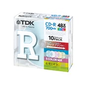 データ用CD-R 700MB 48倍速 インクジェットプリンタ対応 5mmスリムケース カラーミックス 10枚パック CD-R80CPMX10B
