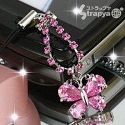 ジルコニア蝶々ストラップ ピンク