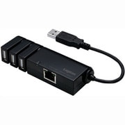 USB接続 LANアダプタ 3ポートUSBハブ搭載 ブラック LAN-TX/U2H3B