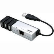 USB接続 LANアダプタ 3ポートUSBハブ搭載 シルバー LAN-TX/U2H3S