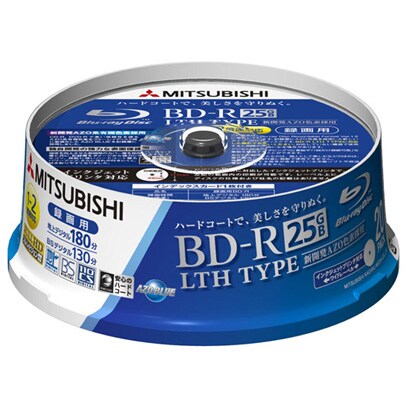 録画用BD-R追記型 LTH 1-2倍速 片面1層 25GB 20枚 インクジェットプリンター対応 VLR130NSP20S