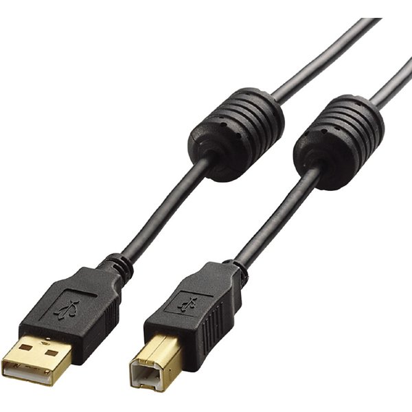 USBケーブル A-Bタイプ フェライトコア付き 0.7m ブラック U2C-BF07BK