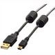 USBケーブル A-miniBタイプ フェライトコア付き 0.5m ブラック U2C-MF05BK