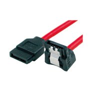 SATAII対応 スレンダーケーブル レッド 15cm 片側L型コネクタ PSA-844L