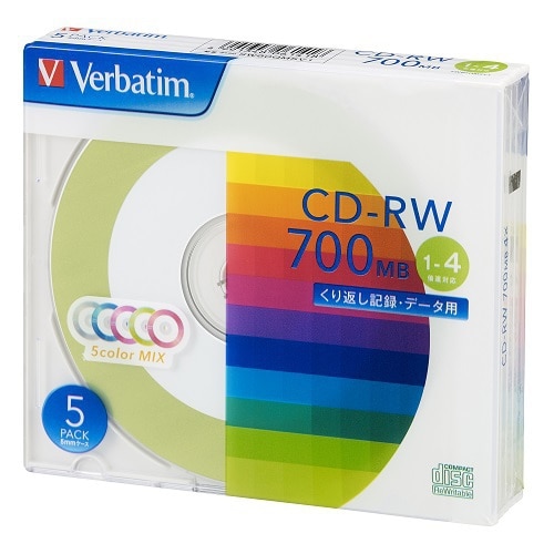 データ用CD-RW 700MB 4倍速対応 カラーミックス 5枚 SW80QM5V1