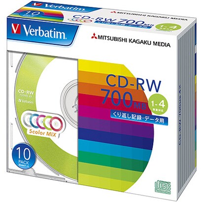 データ用CD-RW 700MB 4倍速対応 カラーミックス 10枚 SW80QM10V1