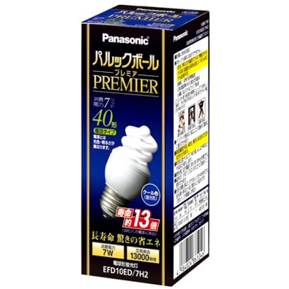 電球形蛍光灯 パルックボールプレミア E26口金 クール色（3波長形昼光色） D10形（7W） EFD10ED7H2