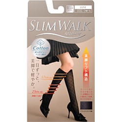 PH296 [スリムウォーク コットンソックス ブラック・ダイヤ柄 おでかけスリムウォーク M-L]