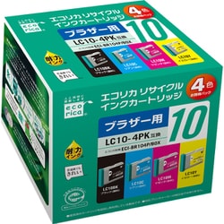 互換リサイクルインクカートリッジ ブラザー LC10-4PK 4色パック ECI-BR104P/BOX
