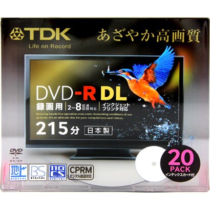録画用DVD-R DL 215分 2-8倍速 CPRM対応 20枚 インクジェットプリンタ対応 DR215DPWB20S