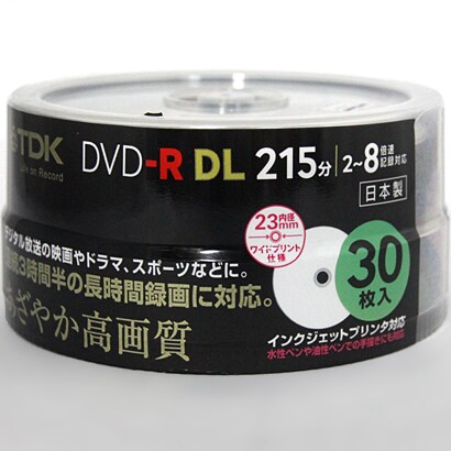 録画用DVD-R DL 215分 2-8倍速 CPRM対応 30枚 インクジェットプリンタ対応 DR215DPWB30PS