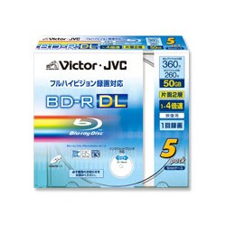録画用BD-R DL追記型 1-4倍速 片面2層 50GB 5枚 インクジェットプリンター対応 BV-R260GW5