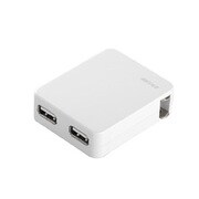 平型USB充電器 2ポートタイプ ホワイト BSIPA04WH