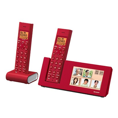 電話機（液晶パネル付き本体＋子機2台） レッド系 インテリアホン JD-4C1CW-R
