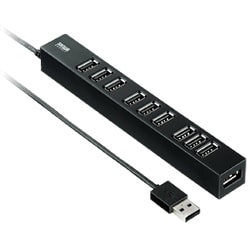 磁石付き10ポートUSB2.0ハブ ブラック USB-HUB256BK