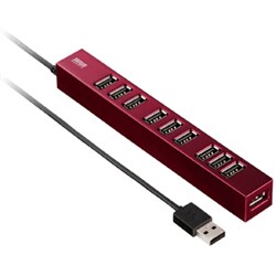 磁石付き10ポートUSB2.0ハブ レッド USB-HUB256R