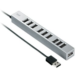磁石付き10ポートUSB2.0ハブ シルバー USB-HUB256SV