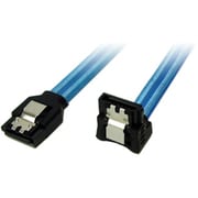 SATAケーブル SATA3対応 ストレート-L型 ラッチ付き クリアブルー 25cm PSA-905L