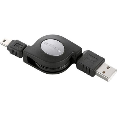 U2C-GMRLM08BK [USB2.0ケーブル 巻取り式 ゲーム用 A-miniBタイプ 0.8m]