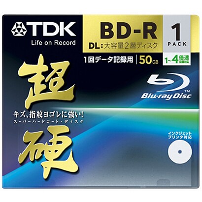 データ用BD-R DL 片面2層50GB 1-4倍速 インクジェット対応 1枚 超硬 BRD50HCPWB1A