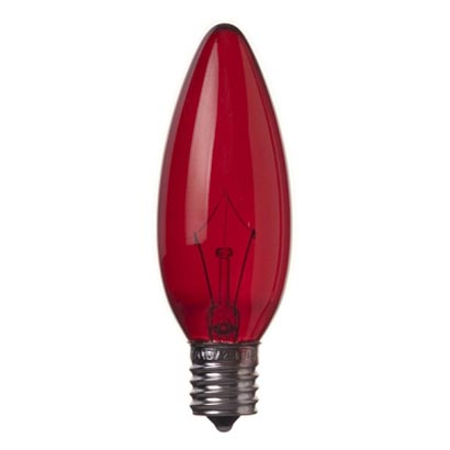白熱電球 シャンデリア球 E17口金 100～110V 25W 32mm径 赤 C321725CRT