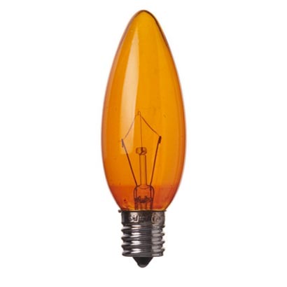 白熱電球 シャンデリア球 E17口金 100～110V 40W 32mm径 アンバー C321740CAT