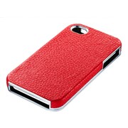 RK-LC751R [iPhone 4 フレームをメッキ加工した革製背面ケース レッド]