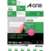 ラベルシール［レーザープリンタ］ マット紙・ホワイト A4 36面 四辺余白付 角丸 20シート(720片) 65236