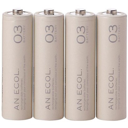 ニッケル水素充電池 単3形4本 アイボリー AN ECOL. (アン エコル) DE-SNH3P4IV