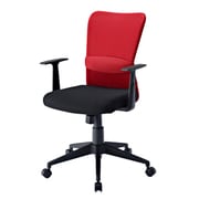 メッシュチェア ローバック ロッキング機能付き ひじ掛け ランバーサポート 耐荷重80kg レッド SNC-NET14AR